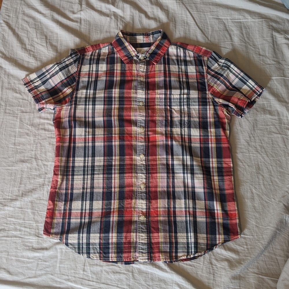 GAP madras short sleeve button-down